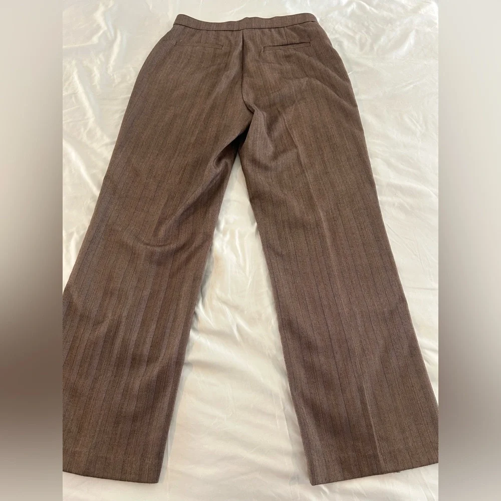 Coldwater Creek Brown Pinstripe Dress Pants Womens 12 Straight Leg Career Work